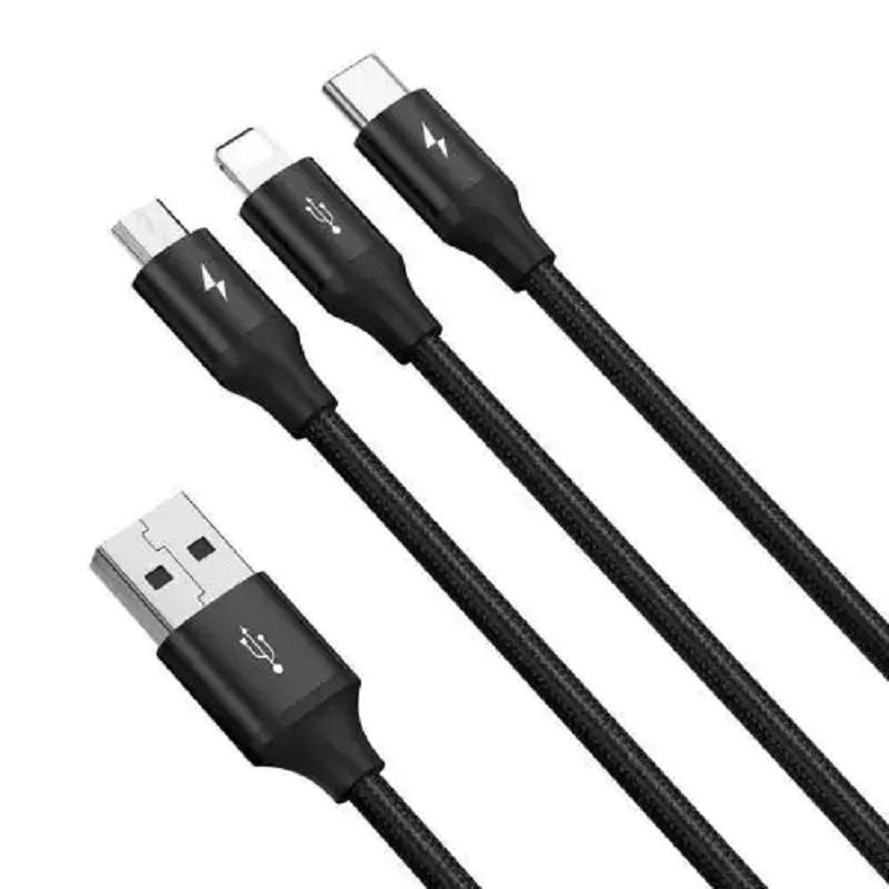 کابل USB برند Baseus سه کاره-قیمت آیفون-خرید آیفون-آیفون پرو-آیفون مکس-نات اکتیو-حافظه-مشخصات-جزئیات